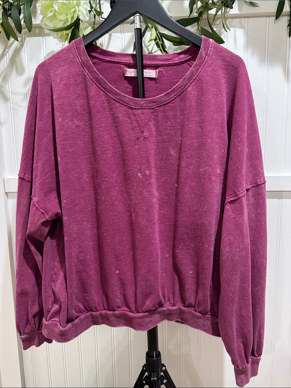 #450 WE THE FREE Washed Plum Purple Pullover Super Comfy 100% Cotton